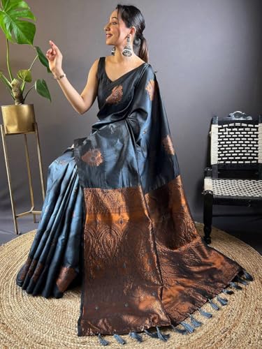 Image of SGF11 Women's Kanjivaram Pure Soft Silk Saree With Unstitched Blouse Piece