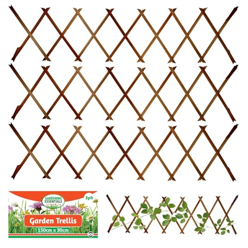 SOL 3pk Garden Trellis for Climbing Plants 150cm x 30cm Expanding Garden Trellis for Fences Walls & Planters Durable Support Withstand Weather Conditions Ideal for Landscape & Decorations