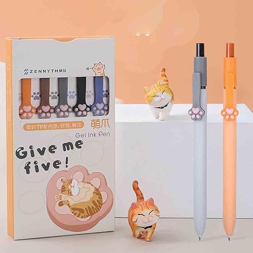 Miniatura 5 de BXCNCKD Lindo bolígrafo para gatos, bolígrafo telescópico de garra de gato, lindo bolígrafo kawaii, bolígrafo de tinta negra japonesa con 5