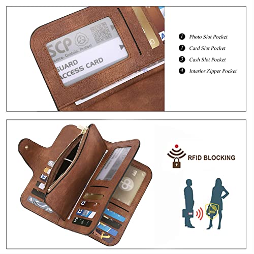 Cluci 2711345031 Women Wallet Leather Rfid Blocking Designer Trifold Card Holder Ladies Clutch thumb #3