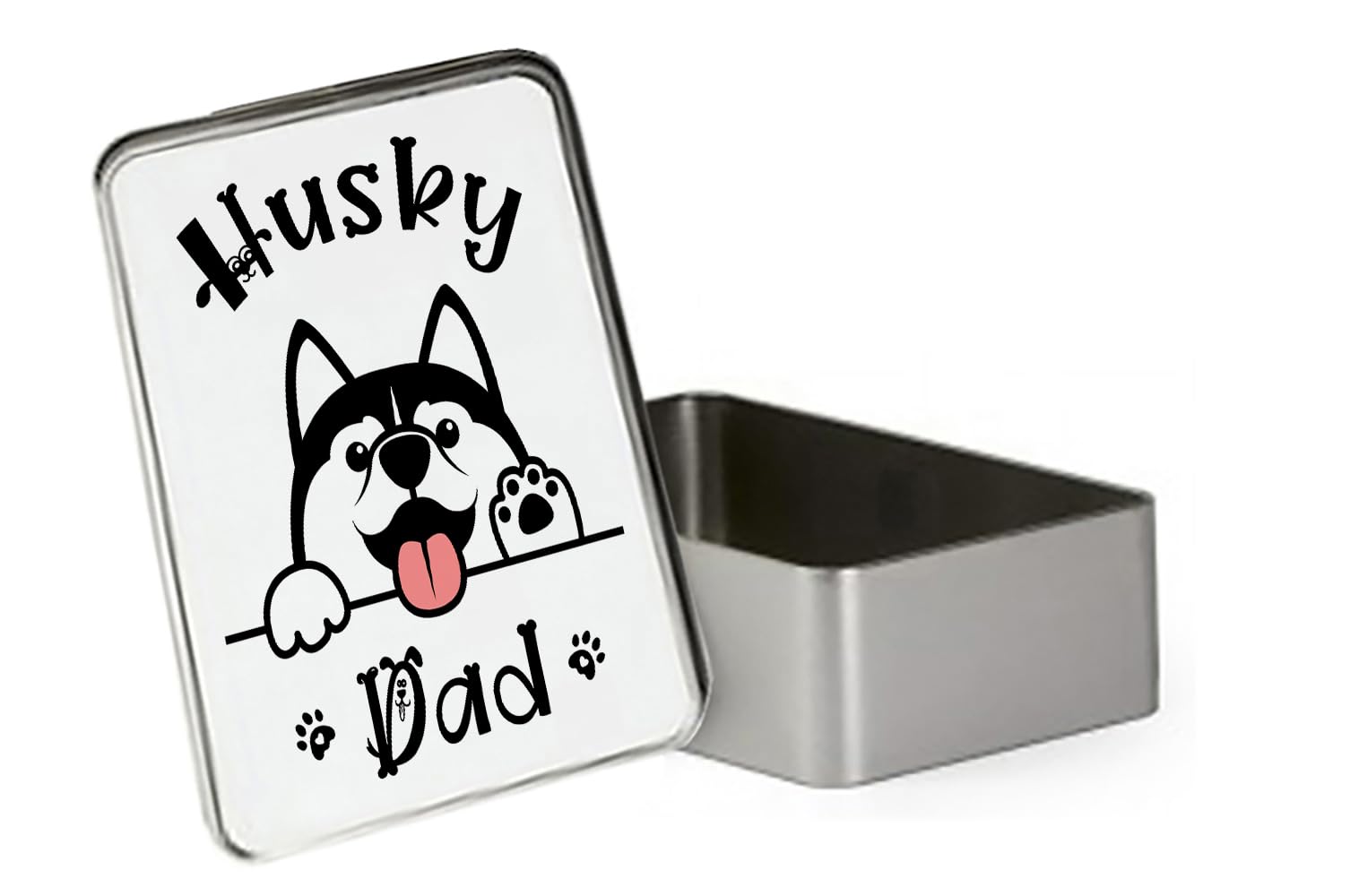 Husky Dad, Dog Dad Gift, Father's Day Gift, Portable Metal Tin Box, Storage Box. (Rectangular)