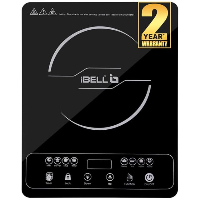iBELL 20YO Induction Cooktop 2000 W Double/Single Coil Electric Stove with Full Touch Control, Auto Shut-Off & Overheat Protection, Crystal Glass Surface, 1+1 Year Warranty view 1