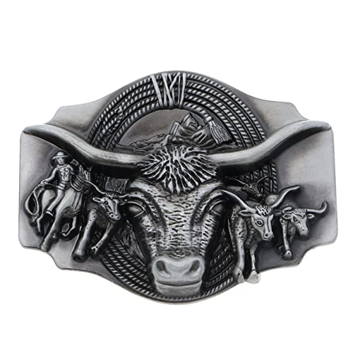 The Lord of the Tools Boucle de Ceinture Cow-boy Occidental Taureau Fermoir de Ceinture Hommes Attache de Ceinture pour 3.8cm Largeur Snap Ceinture Hommes Accessoires Décoratifs, Noir Cover