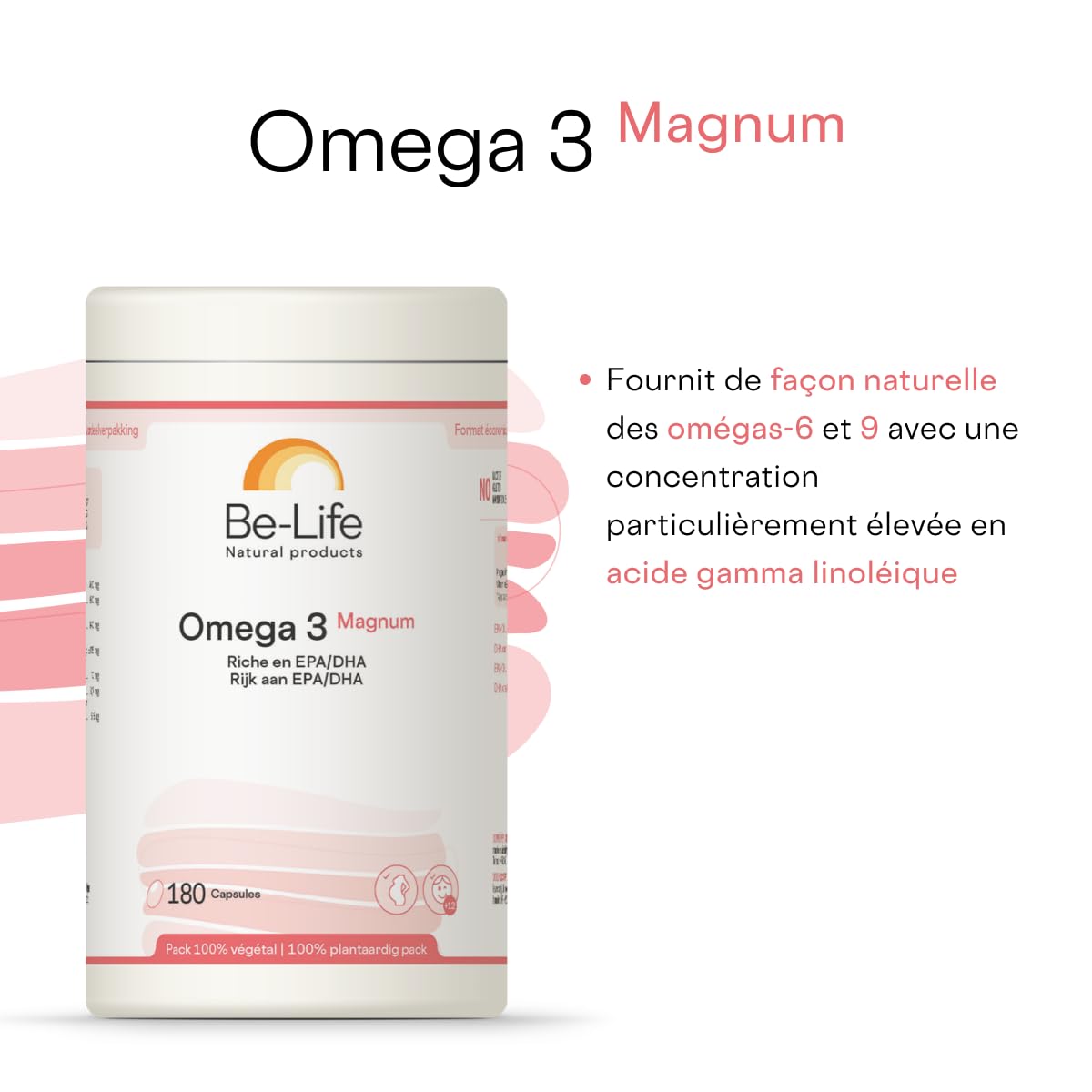 BE-LIFE | Omega 3 Magnum | EPA & DHA Hautement Dosés | Santé Cardiaque, Cerveau & Vision | Oméga-3 Triglycérides | Huile de Poisson Durable | 180 comprimés