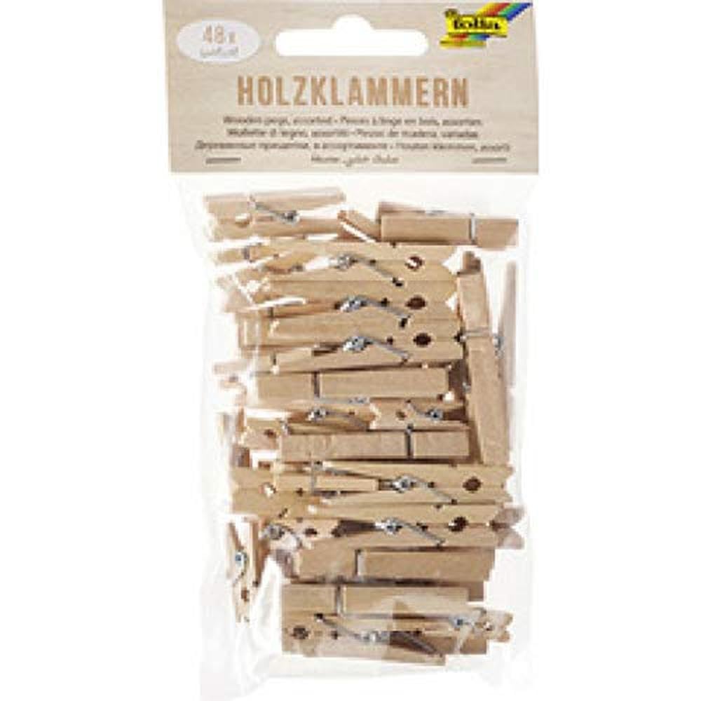 'Folia 2295 Gráe and Wood Clips Assorted Colours