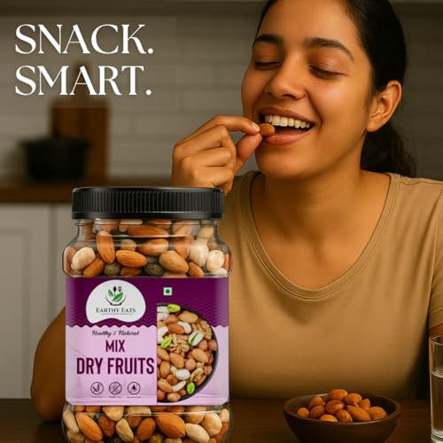 Image of Earthy Eats Premium Dry Fruits Trail Mix 400GM | Wholesome Crunch Nut & Fruit Blend | Healthy Snack Mix for Daily Use, Gifting & Travel | Reusable Jar Pack