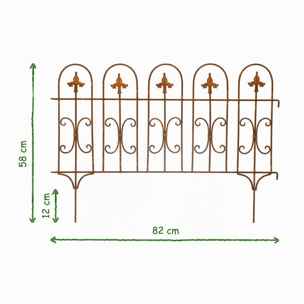 Beetzaun Gartenzaun Zaun Zaunelement Windsor Rankhilfe Metall Eisen Rost Deko 58cm hoch x 82cm lang