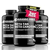 Amando Perez Beta Carotin 50.000 I.E Depot Bräunungskapseln - 540 Softgels Hochdosiert & Vegan - Vorstufe von Vitamin A - frei von Allergenen & ohne Gentechnik - natürliche Bräune