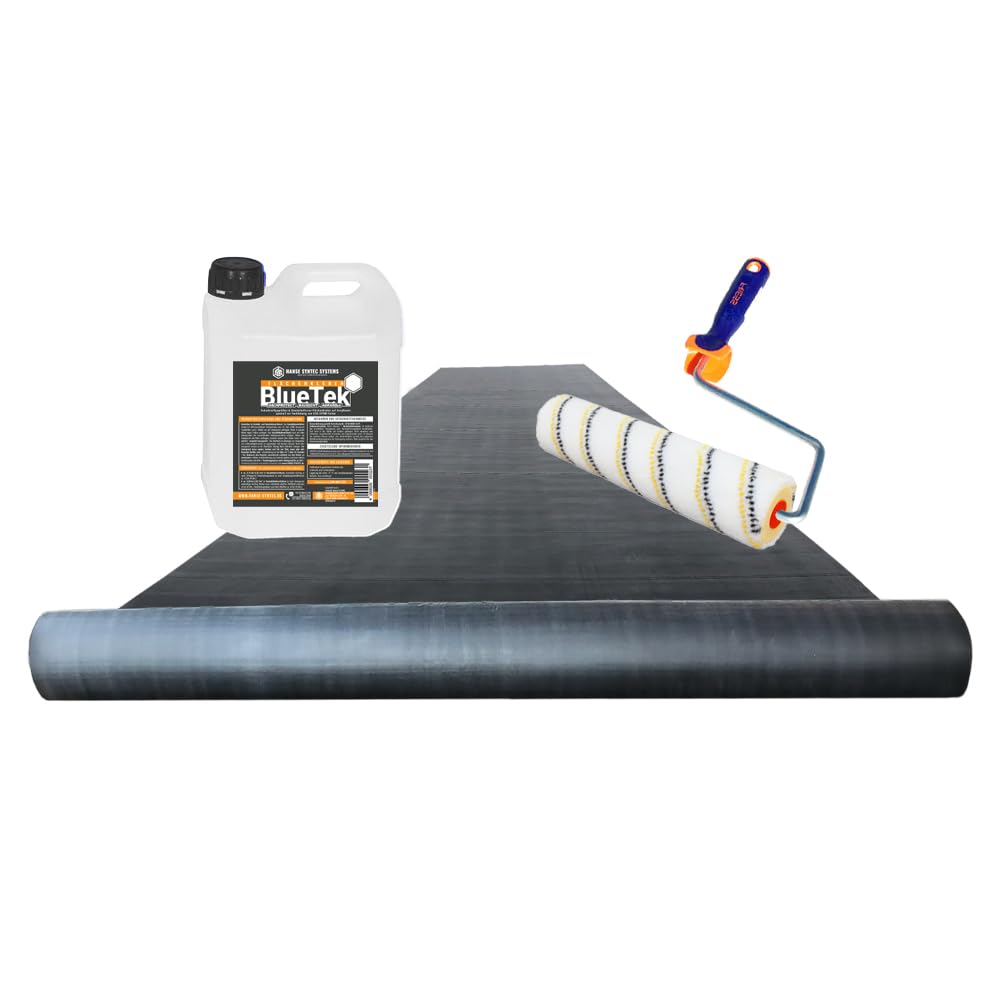 EPDM Folie Sparset – Komplette Dachabdichtung inkl. Flächenkleber & Kurzflorwalze – 1,2 mm EPDM Dachfolie für Gartenhaus, Carport, Garage & mehr – UV-beständig & Wasserdicht – 3,55m x 8,5m