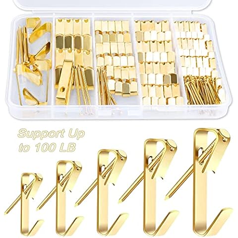 Picture Hanging Kit, 136 Pcs 5 Sizes Picture Hangers Hook Kit Including 10/20/30/50/100 LB, Heavy Duty Hangers Hardware kit with Nails for Picture Frame, Canvas, Mirror Hanging Decoration Cover