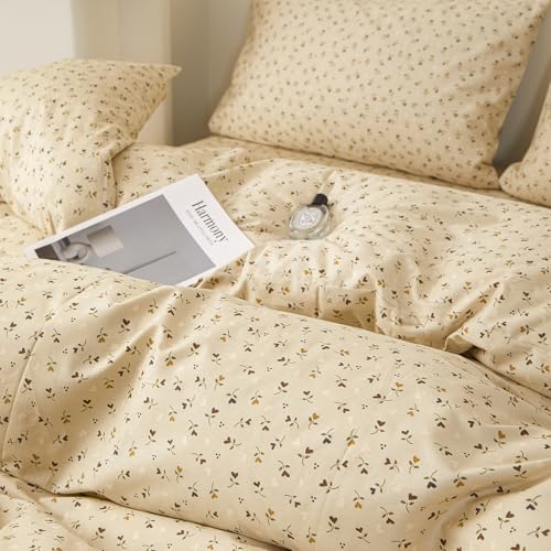 Image of LifeTB Vintage Botanical Floral Comforter Set King Size with 2 Pillowcases | Cute Floral Bedding Comforter Cottagecore Flowers Bedding Set Farmhouse Lightweight Comforter for All Season