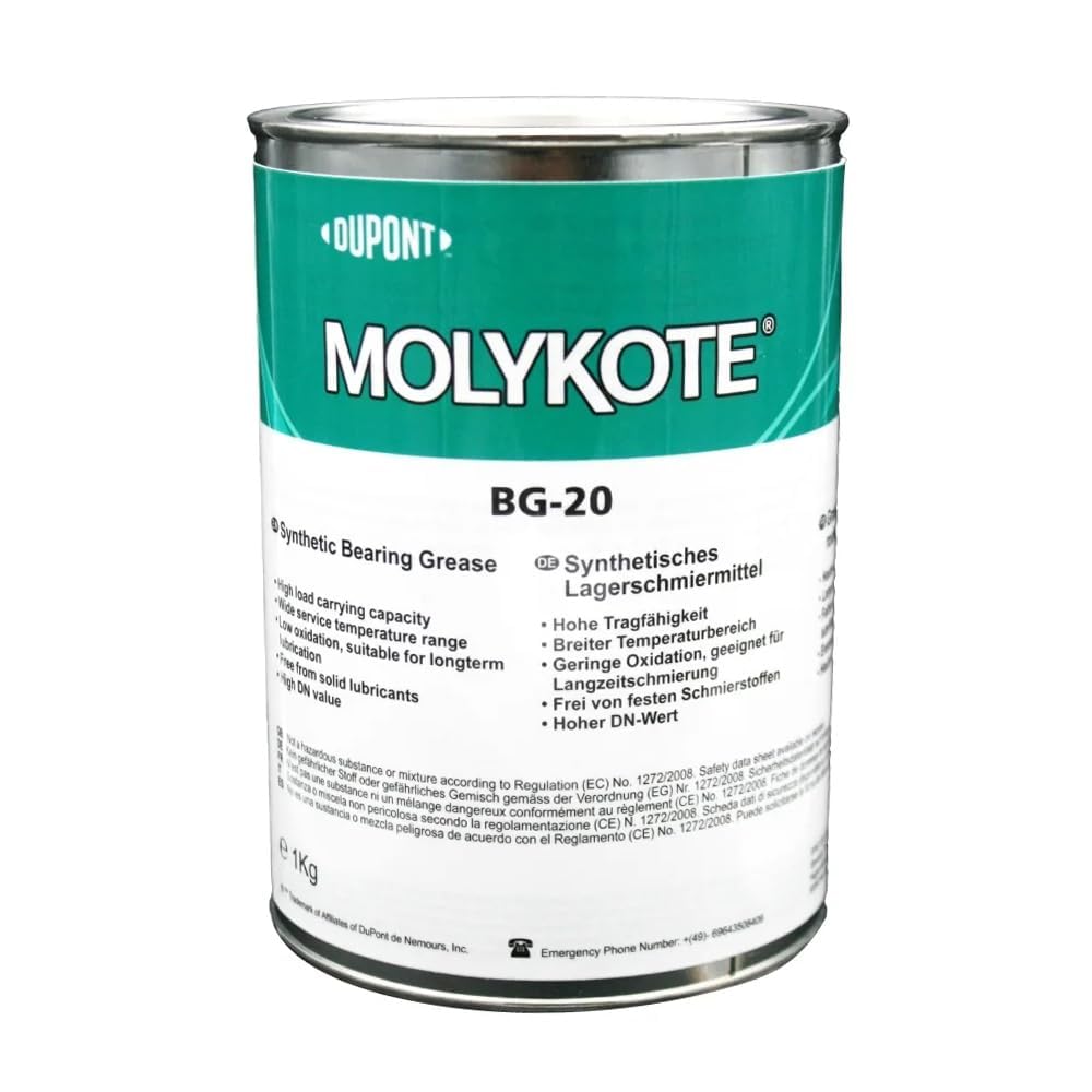 Molykote BG-20 Lubricant Grease 1kg Grasa Sintética para Rodamientos Lubricación Metal Máquinas Alta Velocidad Carga Media/Pesada Alta Performance Dow Corning BG-20