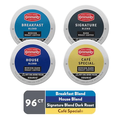 Image of Community Coffee Variety Pack 96 Count Coffee Pods, Medium Dark Roast, Compatible with Keurig K-Cup Brewers, 24 Count (Pack of 4)