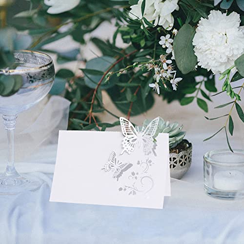 Uposao 50 Stück Tischkarten Hochzeit, Hohle Schmetterling Platzkarten Grußkarten zum Beschriften Namenskarten Sitzplatzkarten Blanko für Hochzeit Party Feste Geburtstag Party Dekoration,Lila