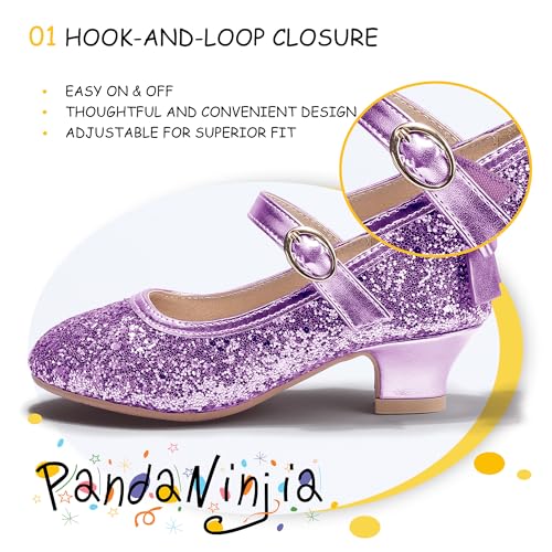 Image of PANDNAINJIA Girls Dress Shoes Toddler Heels Mary Jane Pumps