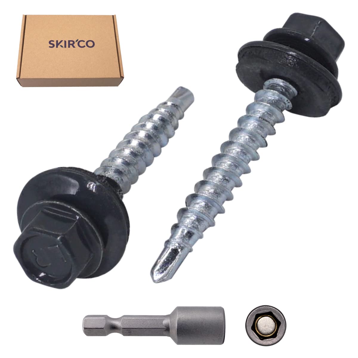 SKIR'CO (300 pcs) Metal Roofing Screws, 4.8 x 35 mm Painted Self-Drilling Screws With EPDM Washers - Image 2