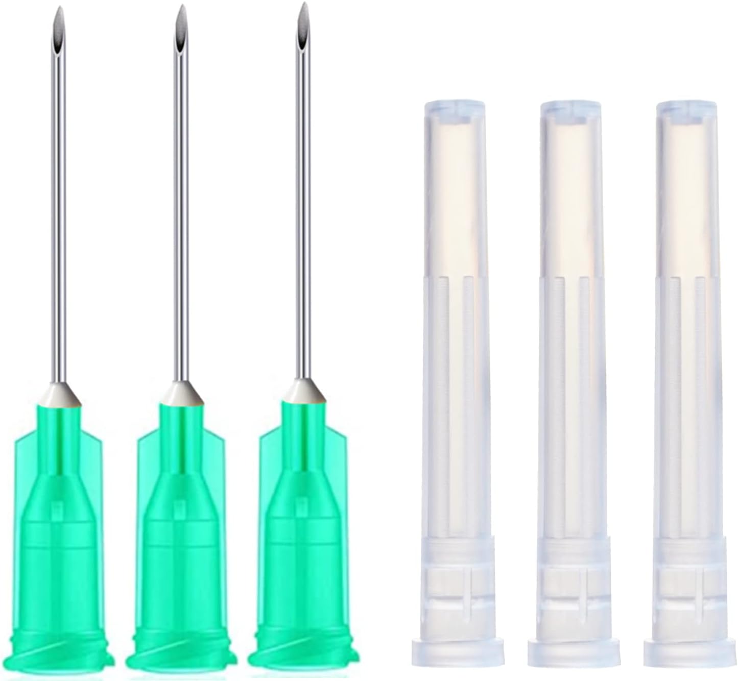 100 Pack 21Ga 1 Inch Sterile Disposable Injection Needle with Cap for Scientific and Industrial Dispensing Needl Accessories (21Ga)