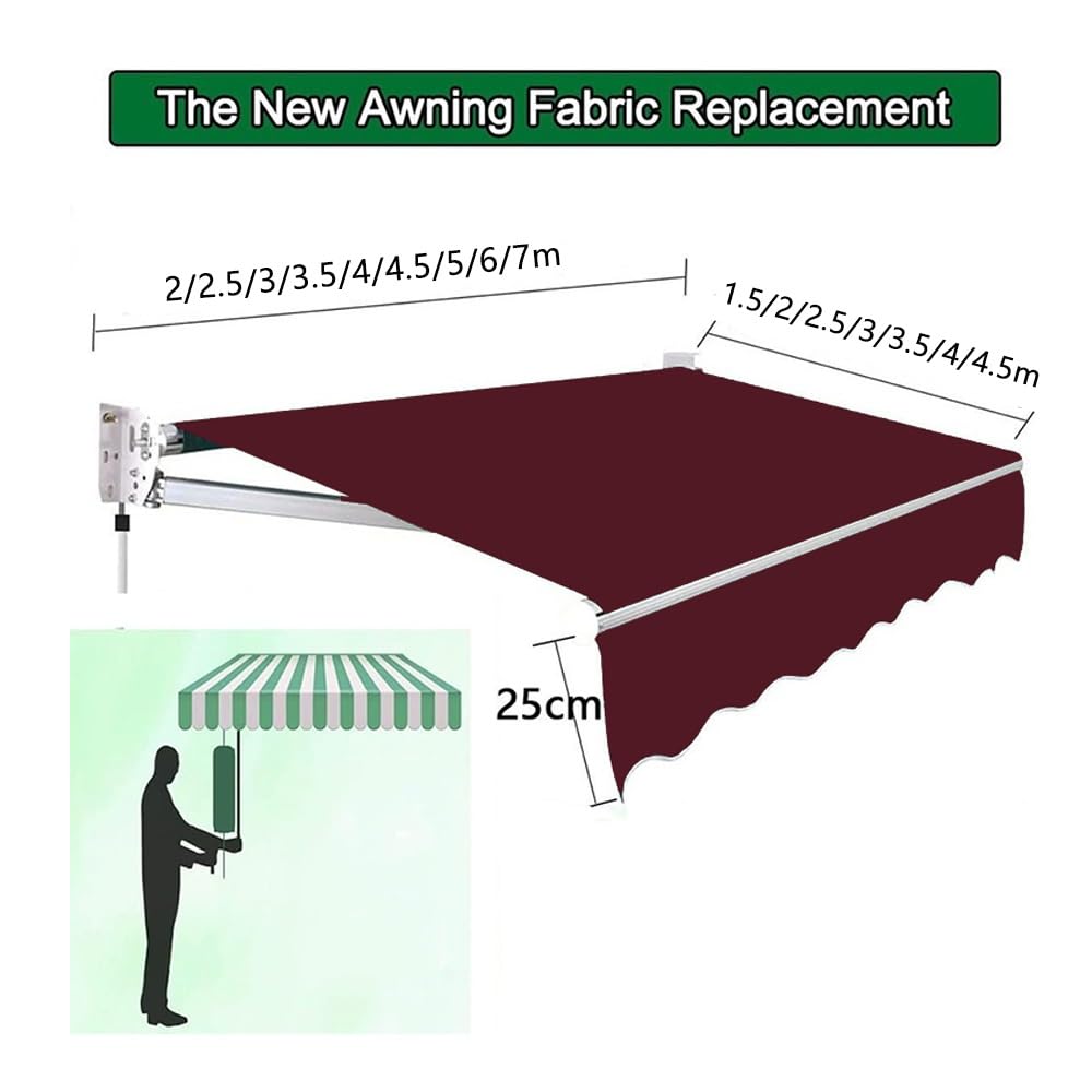 Tessuto Di Ricambio Per Retrattile Tenda Da Sole 2m 2.5m 2.8m 3m 4m 5m 7m Telo Per Tenda Da Sole Manuale Tettoia Di Ricambio Retrattile Per Balcone(Khaki,2.8x2.5m/9x8ft)