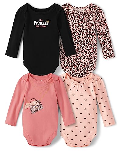 Image of The Children's Place Baby Girls' And Newborn Long Sleeve Bodysuits 4-pack