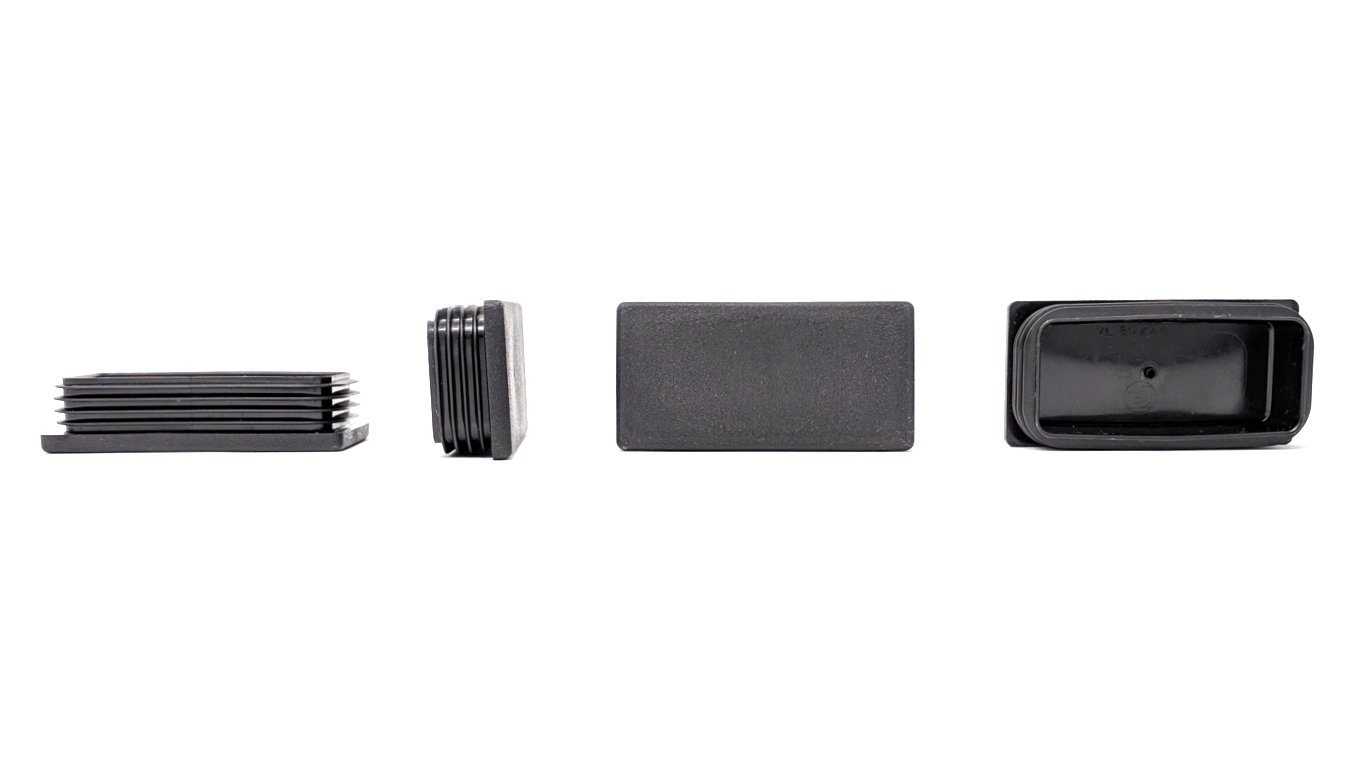 Keay Vital Parts Black 80X40mm Rectangle Ribbed Plastic Insert Plugs End Caps Made In Germany (Pack Of 8, See Second Image For Dimensions).