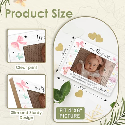 Cute First Christmas Baby Picture Frame - It's a Girl Gender Reveal Decorations and Baby Shower Gifts for New Mom Grandparent Pregnancy Announcement Newborn Nursery 4 X 6 Inch Picture Frame - A16 - Image 3