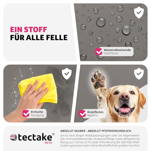 tectake® Hundesitz, Autositz für Hunde, Hunde Autositz für Rückbank, Beifahrer oder Rücksitz, Reisebett Hund, mit Hundegurt, Sitzerhöhung mit Hundeanschnaller, Hundebett mit Anschnaller - grau