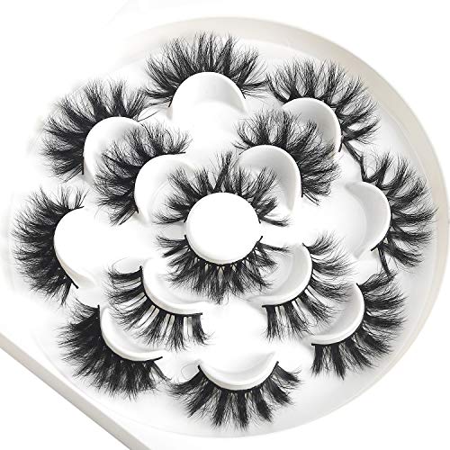 HICOCU 25mm 3D Mink Lashes Full Volume Mink Eyelashes Fluffy Volume Dramatic 25mm Mink Lashes Extension Mink Strip Eyelashes 7 Pairs Mink Lahses (P7mix)…