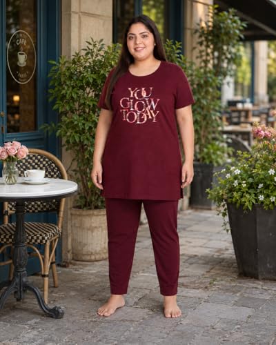 Image of In Love Women's Printed Cotton Plus Size Longline T-Shirt with Pockets | Cotton fabric - soft longline T-shirt with easy plus-size fit