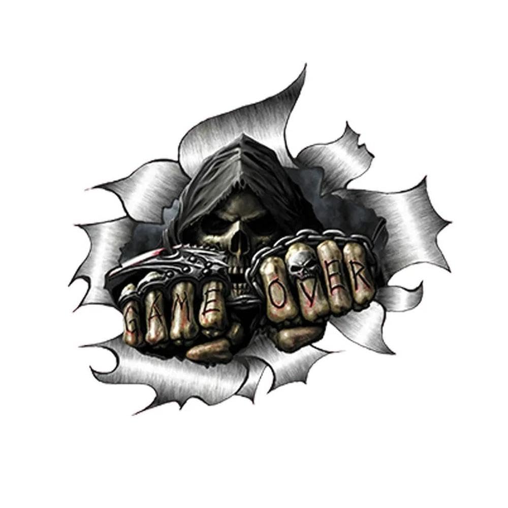 Car Sticker Single Metal Rip Open Grim Reaper Skull Styling PVC Decal 14cm*13cm