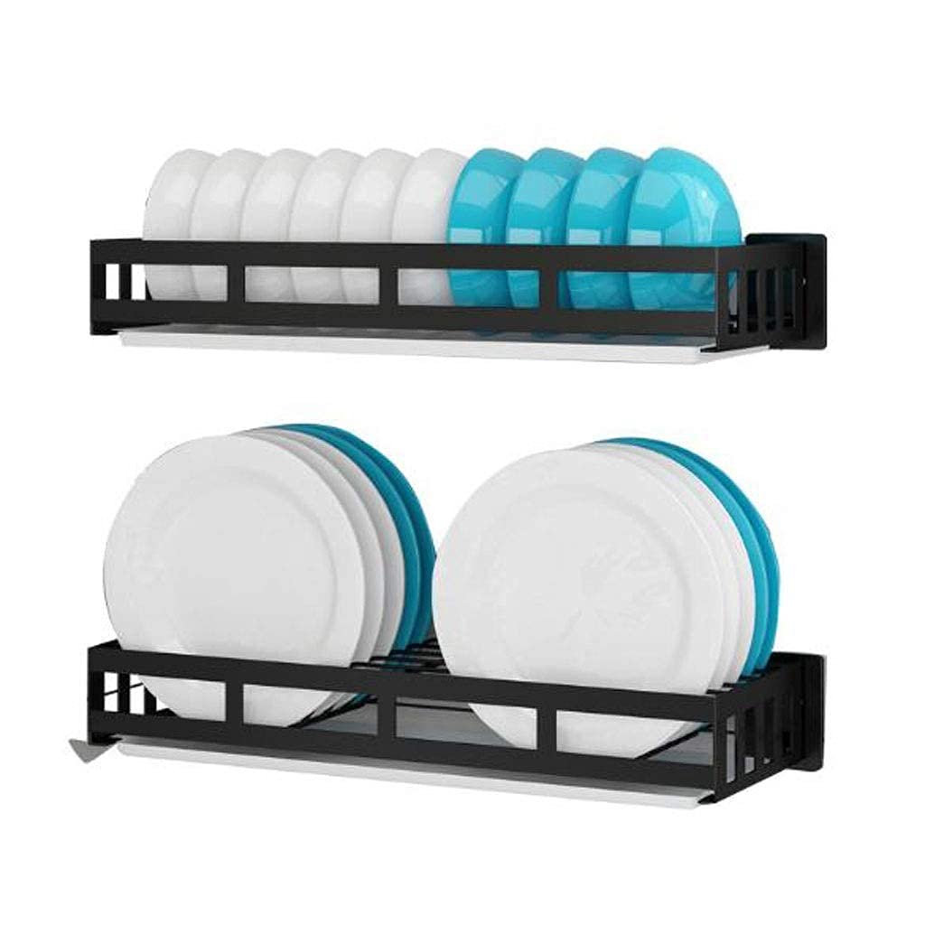 Abtropfgestell für Abtropfgestelle Abtropfgestell für Geschirr, Abtropfgestell und Abtropfbrett, Wand-Abtropfgestell mit Wasserschale, Schneidebrettablage, Topfdeckelablage, Schwar