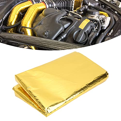 Image of Self Adhesive Backed Heat Barrier Tape Gold & Silver - 39 X 47 In Heat Reflective Wrap Tape, High Temperature Thermal Insulation for Wrapping Wires Fuel Lines (Gold)