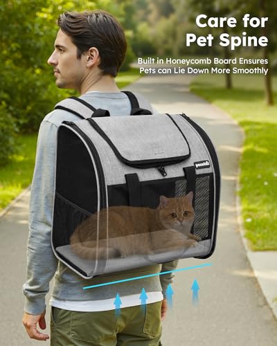 Image of Pecute Cat Backpack, Upgraded Cat Carrier Backpacks with Widened Interior Space, Pet Backpack Carrier for Small Dogs and Small to Medium Cats, Travel Pet Carrier with Soft Padded, Reinforced Support