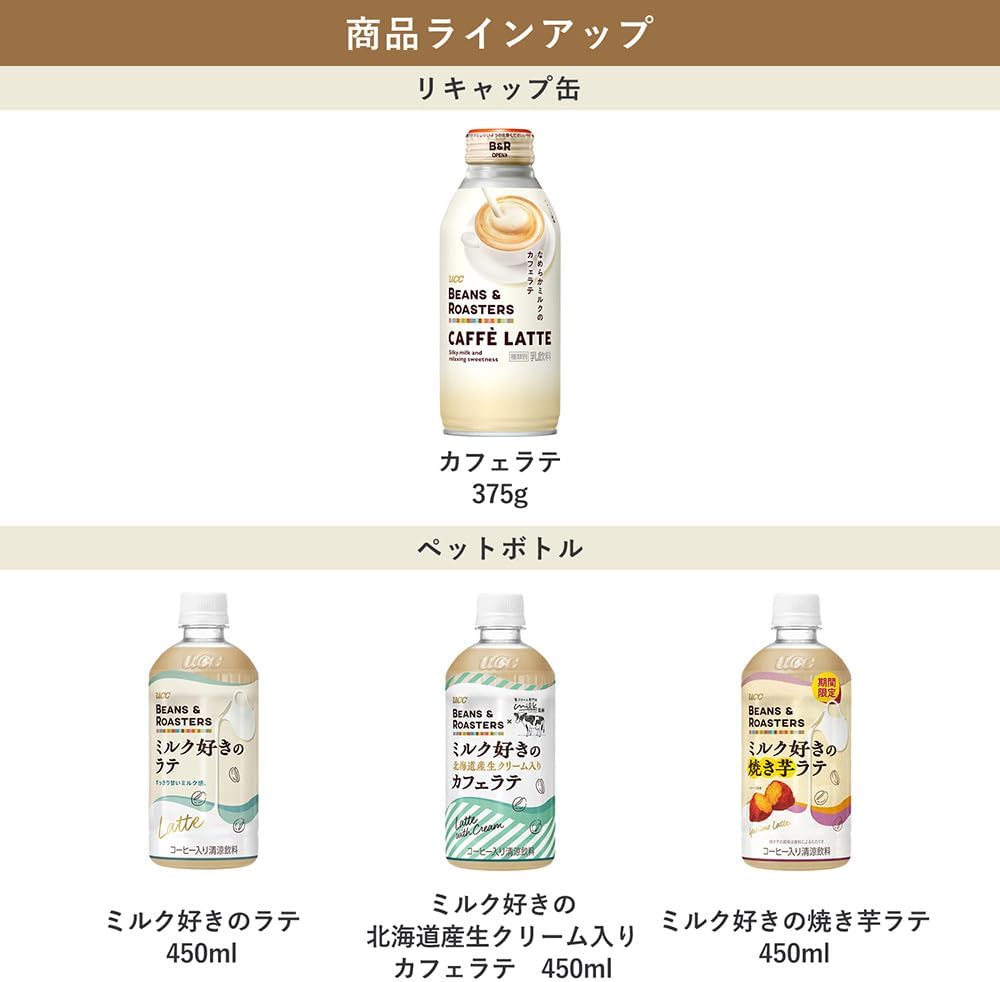 BEANS & ROASTERS ミルク好きのラテ 450ml&times;24本【カフェラテ】【ケース】