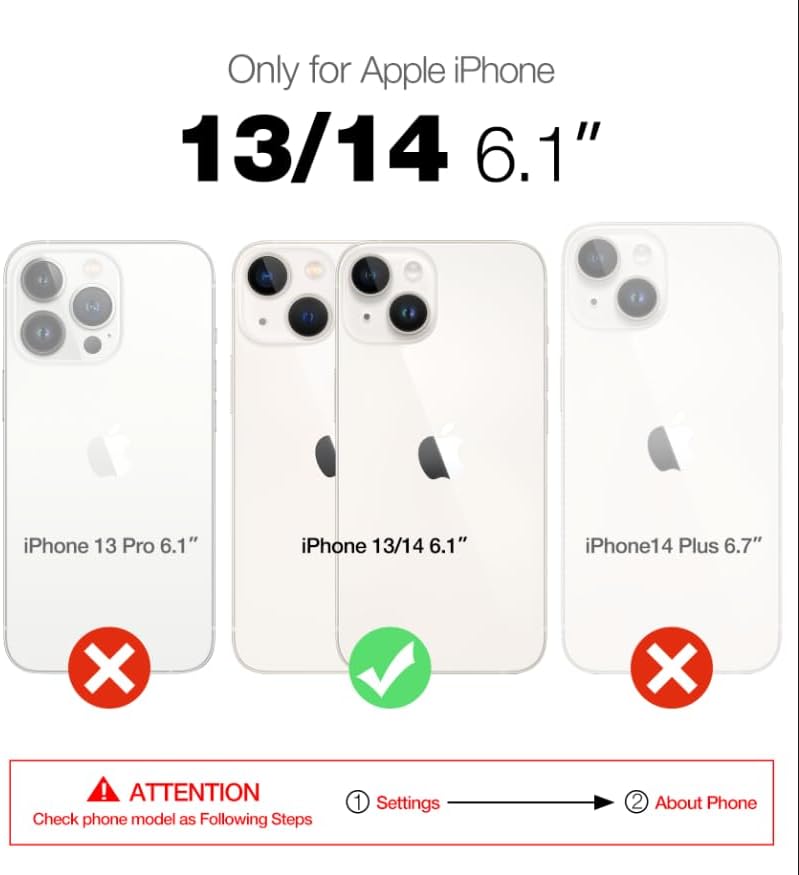 Dexnor for iPhone 14 Case for iPhone 13 Case 6.1 inch, [Built in Screen Protector and Kickstand] Heavy Duty Military Grade Protection Shockproof Protective Cover for iPhone 13/iPhone 14, Black - Image 2