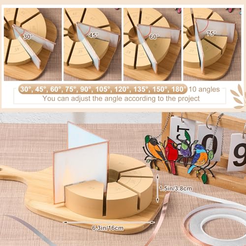 zonon stained glass angle tool stain glass supplies multi-angle jig tool 30 45 60 75 90 105 120 135 150 180 for hold assorted colors glasses accurate alignment craft projects