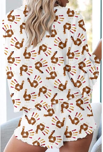 Image of Roshop Easter Pjs Women Ruffle Long Sleeve Sets Cute Rabbit Holiday Bunny Pajamas