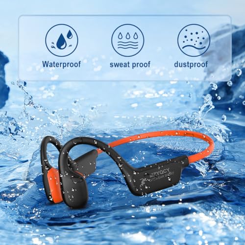 Image of Bone Conduction Headphones,Open Ear Wireless Bluetooth 5.4 Headphones with Mic,IPX6 Waterproof Sport Bluetooth Headset,15H Playback, for Running,Cycling,Walking,Outdoor (Orange)