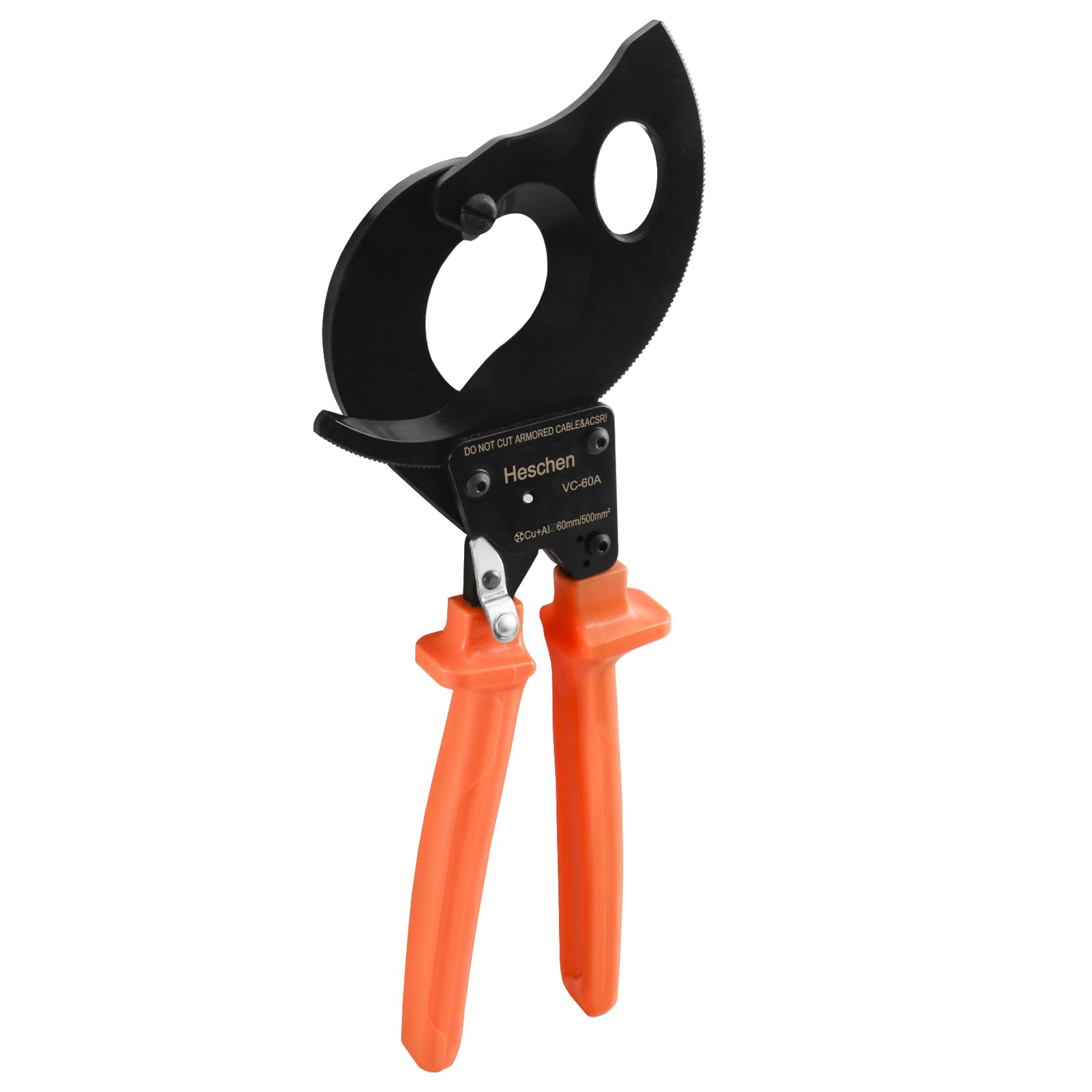 Heschen Cortador de cables de trinquete VC-60A para pelacables de 60 mm/500 mm², herramienta de crimpado manual