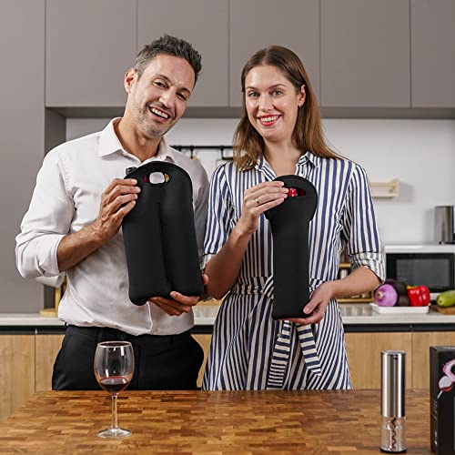 vzaahu Wine Bottles Carrier Bag Neoprene Wine Tote Holder Insulated Cooler Protector Sleeve for Chri