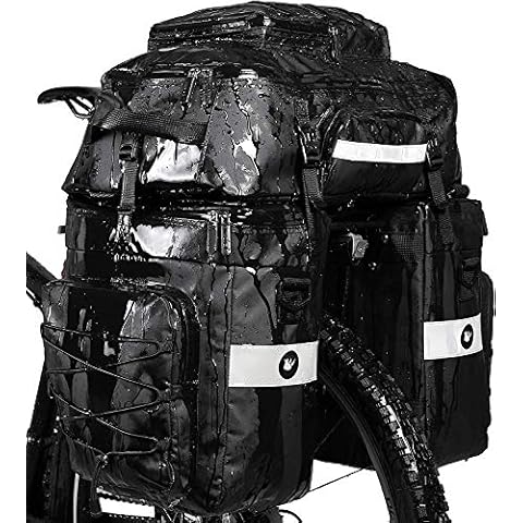 HUNTVP Bike Pannier Bag Bicycle Rear Rack Bag Waterproof - 3 in 1 Cycling Multi Function Rear Seat Bag with Rain Cover Cover