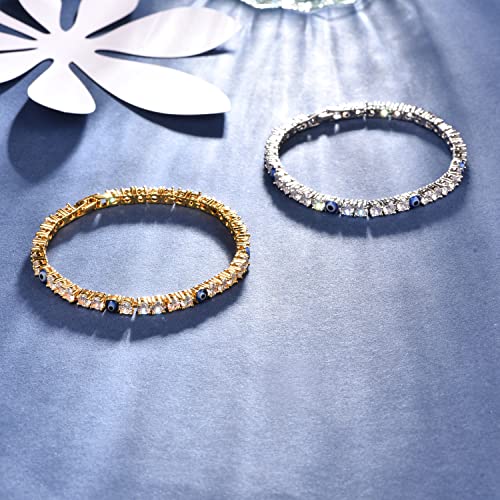 Evil Eye Bracelets for Women 18K Gold and Silver Filled with 4MM Cubic Zirconia Tennis Bracelet Evil Eye Jewelry2