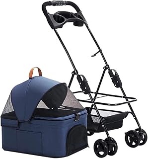 Carrinhos de cachorro leves Carrinhos de estimação destacáveis para cães/gatos médios pequenos Carrinho de gato com entrada sem zíper para gatos grandes com carrinho de transporte destacável (azul)