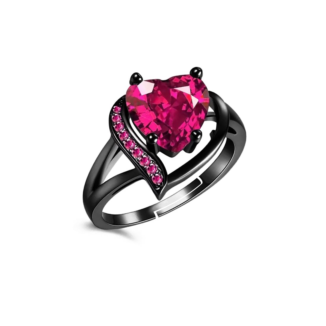 Valentine Love Blood Pink Heart Shape Diamond Ring for Girl And Women Stainless Steel Cubic Zirconia Black Silver Plated Ring (B0CG9K1NXM) Amazon Price History, Amazon Price Tracker