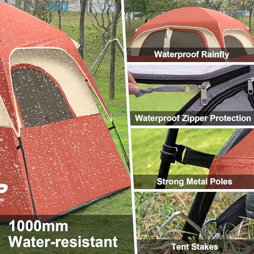 Image of CAMPROS CP Upgraded 6 /8 Person Camping Tents, Waterproof Windproof Family Tent with Larger Mesh Windows & Door, Double Layer, Easy Set Up, All-Season Dome Tent with Top Rainfly & Carry Bag