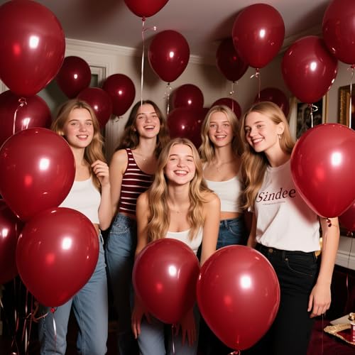 Image of 100pcs Burgundy Balloons 12inch Dark Red Maroon Party Latex Balloons for Graduation Thanksgiving Wedding Engagement Birthday Anniversary Valentines Party Decorations