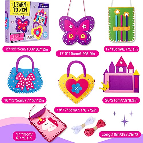 Toylink First Sewing Kit For Kids Beginners Arts Crafts For Girls Ages 4 5 6 7 8 Learn To Sew Unicorn Purse Bags Picture Frame Pen Holder Diy Felt Craft Kits Toddler Gifts #TOP6