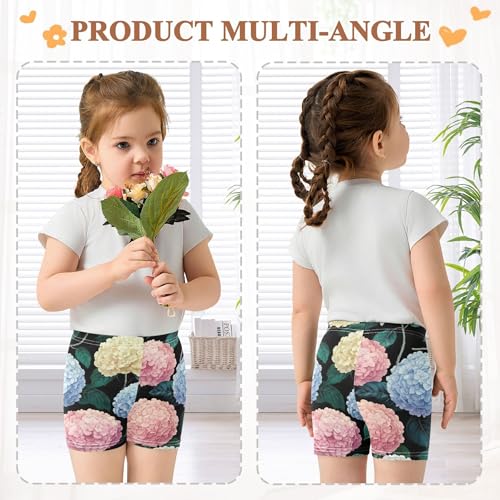 Under Skirt Shorts Floral Cotton Girls Biker Shorts Toddler 4t Baby Summer Colorful Hydrangea Flowers4
