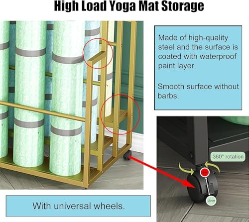 Soporte de metal para esterilla de yoga resistente y organizador de pilates para el gimnasio 3