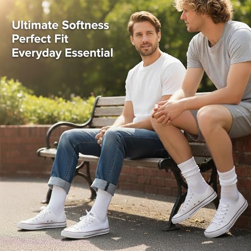 Image of 3 Pairs Slouch Socks for Women & Men, Ribbed Scrunch Crew Socks | 3-pair cotton-rich ribbed slouch socks for women and men, thick scrunch crew socks for boots, sneakers and lounging.