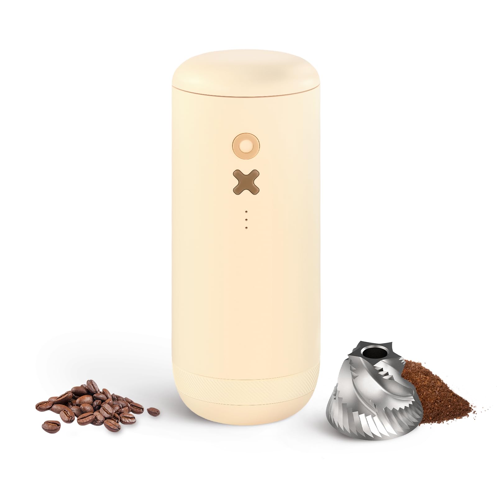 NuttiiBurr Coffee Grinder – Electric, Portable, Small, Quiet Adjustable Conical Burr Coffee Bean Mill, 20 Grind Settings for Espresso, Pour-Over, French Press Moka, A TIMEMORE Brand (Almond Cream)